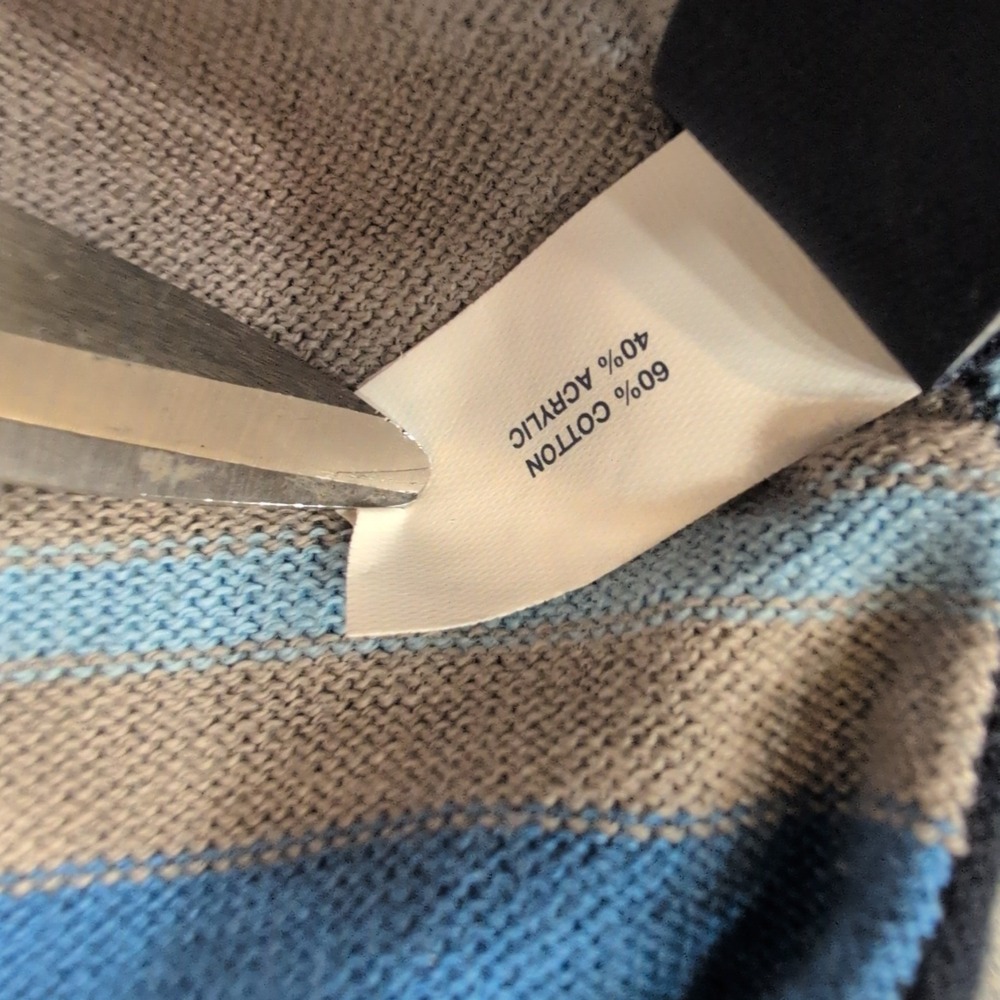 Gap Reversible Knit Scarf Blue Grey Black Striped 348238 Cotton Blend Mens Women - Picture 5 of 9